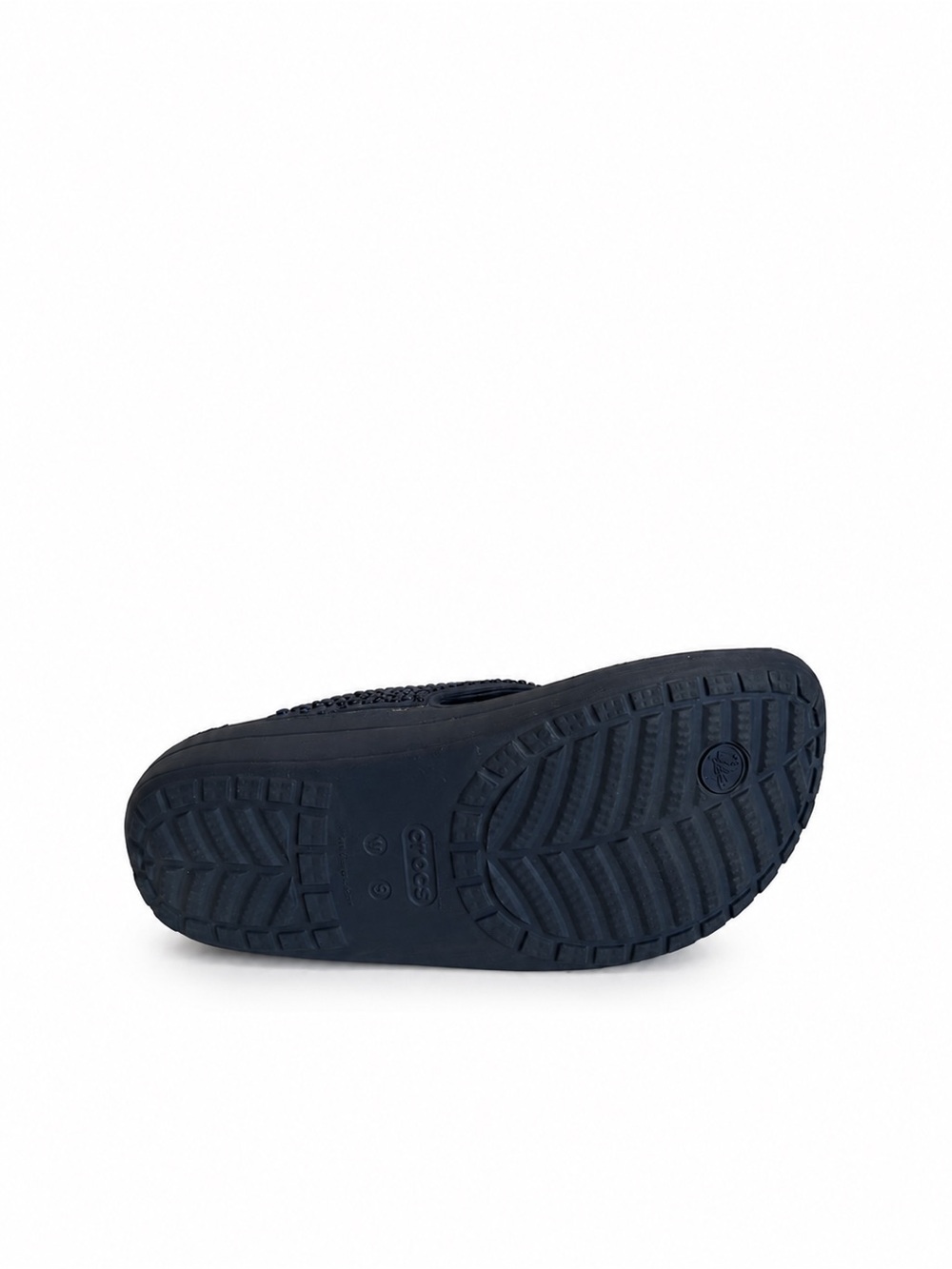 CROCS Navy Blue Platform Flip Sandals with Iridescent Embellishments - Picture 9 of 10